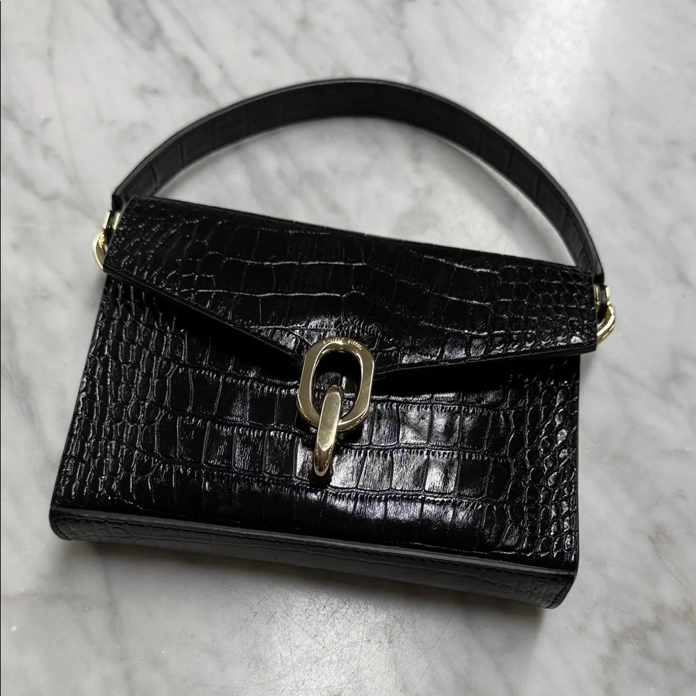 Anine Bing Colette Black Croc Embossed Mini Bag - Picture 1 of 11